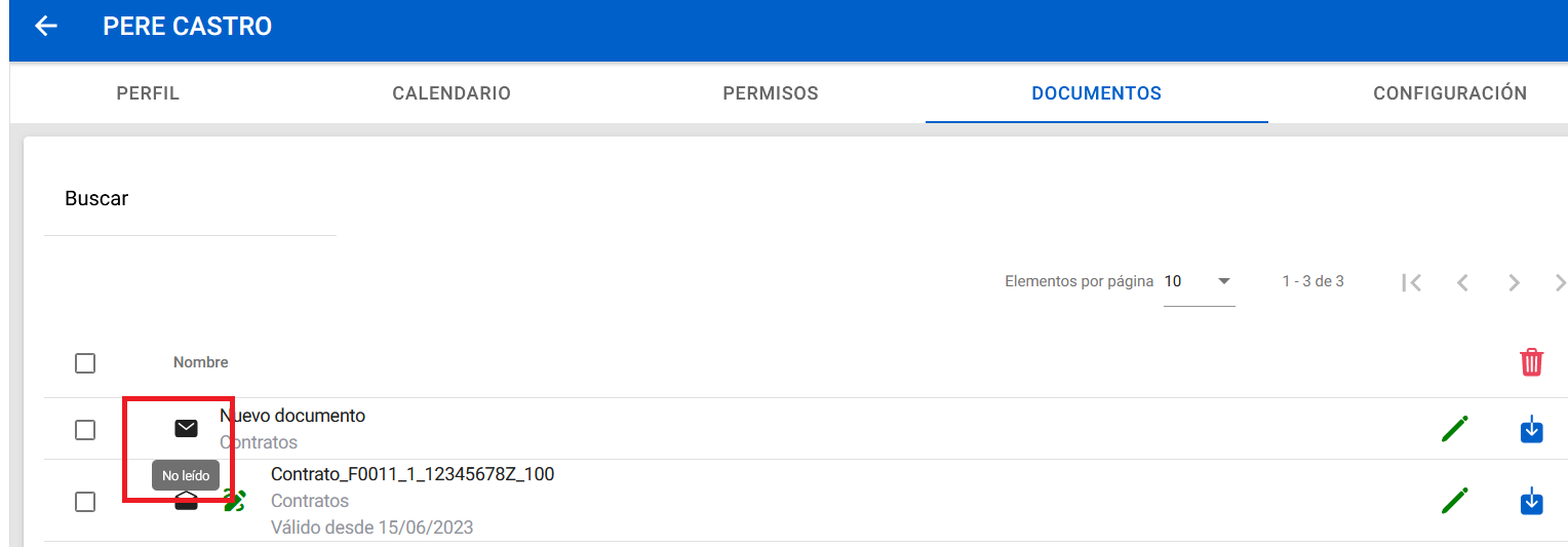 documento no leído