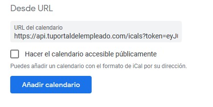 Añadir URL calendario google 2