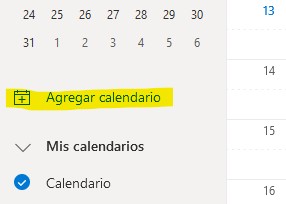Añadir URL calendario outlook 1