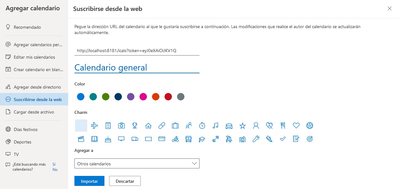 Añadir URL calendario outlook 2