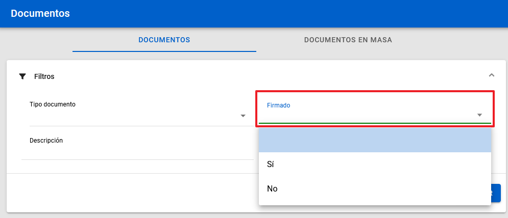 Filtro documentos firmados