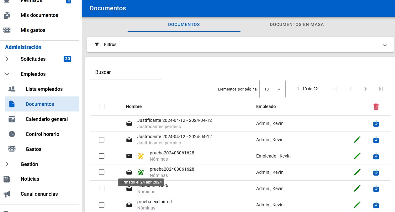 Lista documentos firmas
