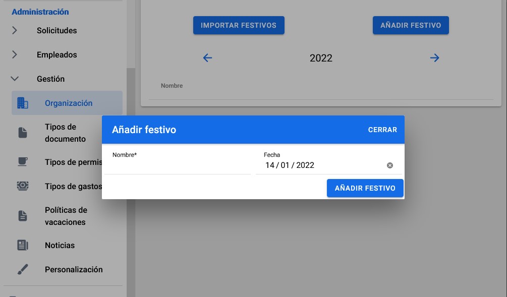 Añadir festivos