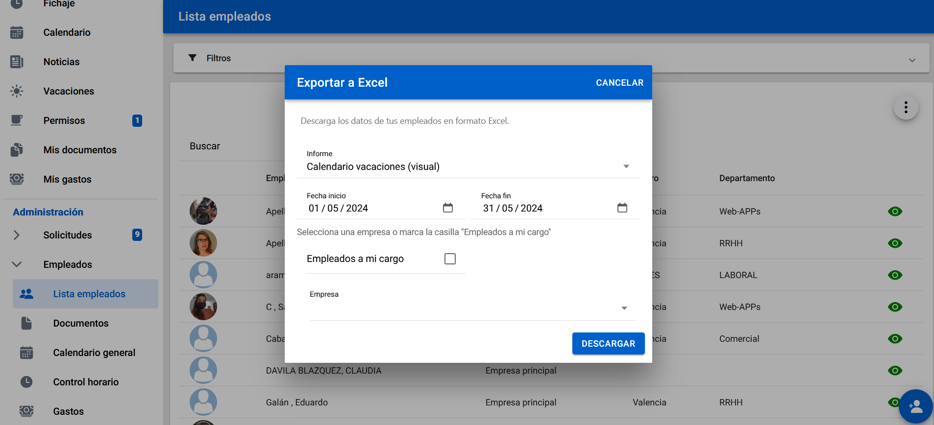 exportar permisos